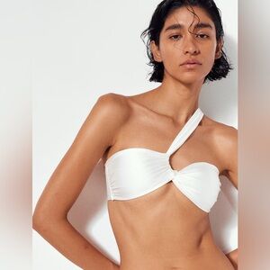 H&M Padded Bandeau Bikini Top White Size Meduum